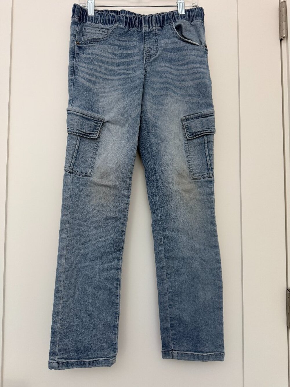 Lazer Boys Medium Wash Pull-On Stretch Denim Cargo Pants Medium M (10-12)